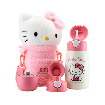 BEDDYBEAR 杯具熊 儿童保温杯316锈钢幼儿园小学生户外便携一杯三盖大容量水杯 熊抱3D毛绒儿童杯-呆萌Kitty日用百货类商品-全利兔-实时优惠快报