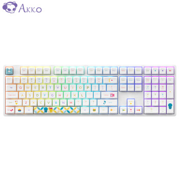AKKO 5108S哆啦A梦-彩虹版 机械键盘 有线非热插拔键盘 无线蓝牙键盘 RGB108键CS TTC聚光镜金粉轴 OSA热升华