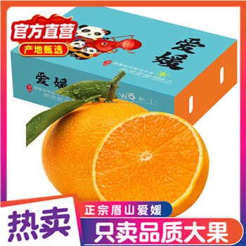 京东百亿补贴:X-PLUS四川爱媛38号果冻橙礼盒 净重 4.5-5斤大果 9-12颗装全利兔-实时优惠快报