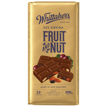 Whittaker's 惠特克 新西兰原装进口巧克力制品喜糖零食送礼糖果休闲零食袋装临期1月 葡萄干扁桃仁巧克力200g全利兔-实时优惠快报