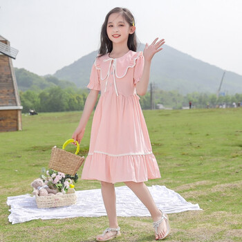 碧彩雅女童连衣裙夏天装8儿童洋气9中大童夏季十岁小女孩棉质公主裙子