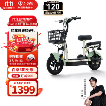 TAILG 台铃 电动车佳佳2.0电动自行车新国标48V12AH铅酸电瓶车男女通用踏板车 P韵彩素颜绿（佳佳2.0）全利兔-实时优惠快报
