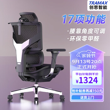 TRAMAX 创思智能 RX3人体工学椅电脑椅网椅家用办公电竞椅游戏椅青少年椅 RX3 经典黑家具家装类商品-全利兔-实时优惠快报