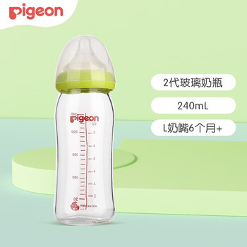 Pigeon 贝亲 婴儿宽口奶瓶 240ML绿L奶嘴母婴玩具类商品-全利兔-实时优惠快报