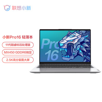 联想小新Pro16高性能游戏轻薄本 英特尔酷睿i5 全面屏笔记本电脑(标压i5-11300H 16G 512G 2.5K护眼屏 MX450)