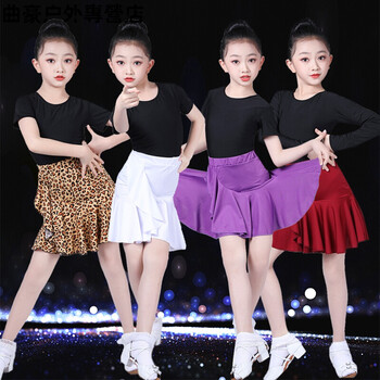 儿童拉丁舞服装夏季女童舞蹈练功服分体少儿拉丁舞比赛规定演出服
