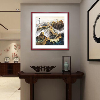 艺满堂客厅装饰画鸿运当头国画山水画斗方字画办公室靠山挂画沙发背景