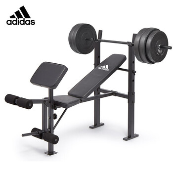 阿迪达斯（adidas）多功能仰卧板 杠铃架健身椅可调节飞鸟卧推凳深蹲架健身器材 仰卧起坐辅助器ADBE-10452W