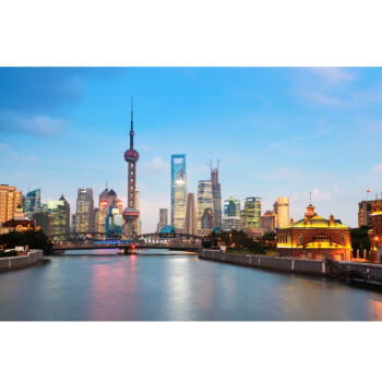 上海夜景繁华城市东方明珠海报外滩陆家嘴城市建筑风景画装饰贴画b