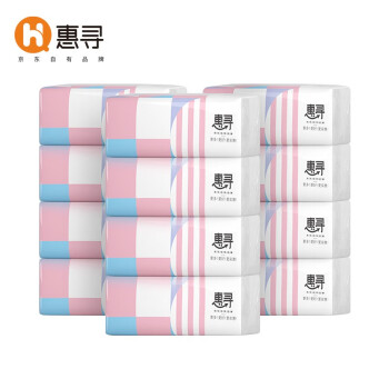 惠寻12包4层原木餐巾纸卫生纸婴儿抽纸60抽小规格提袋装