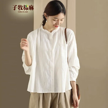 子牧棉麻 女士长袖衬衣 Z23QA009026服饰鞋包类商品-全利兔-实时优惠快报