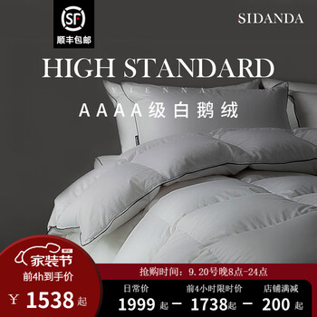 20日20点、PLUS会员：SIDANDA 诗丹娜 95%白鹅绒冬被 加厚 150*200cm家具家装类商品-全利兔-实时优惠快报