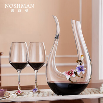 诺诗曼红酒杯套装轻奢高档高脚杯葡萄酒杯分酒器结婚礼物银行送客户实用