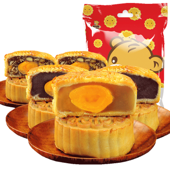 阿玛熊中秋月饼礼盒 大团圆礼袋480g（12饼全蛋黄）食品类商品-全利兔-实时优惠快报