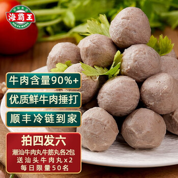 海霸王 工夫潮丸潮汕牛肉丸 4包牛肉丸+2包牛筋丸全利兔-实时优惠快报