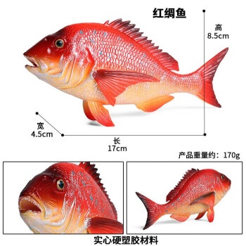 Oenux玩具鱼认物儿童假鱼仿真海洋淡水鱼模型动物三文食人金枪咸鱼水母 M-1137红绸鱼