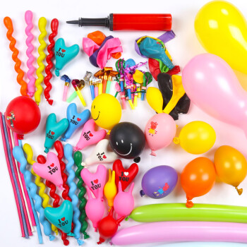 盛世泰堡 气球生日装饰心形动物气球生日布置卡通玩具表白求婚开业庆典派对含打气筒 100装加厚款