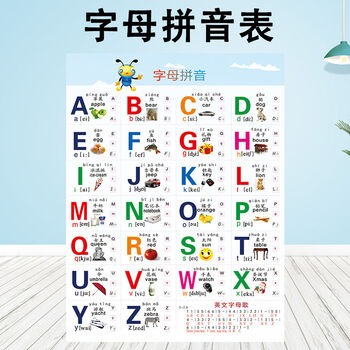 小学生英文字母表儿童26个英文字母表墙贴标准英语大小书写法挂图字母