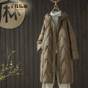 子牧棉麻 女士长款棉服 Z23DA006901全利兔-实时优惠快报