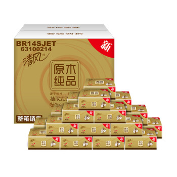 清风（APP）抽纸 原木金装3层120抽20包纸巾小规格,降价幅度0.4%