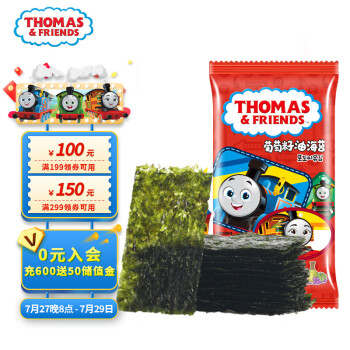 小火车Thomas 韩国进口  宝宝儿童零食海苔脆片  海味即食紫菜 葡萄籽油海苔 21g
