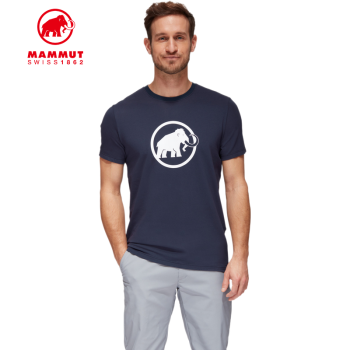 MAMMUT猛犸象Classic 男士有机棉透气T恤短袖夏季上衣 深海蓝色 M