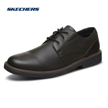 Skechers斯凯奇 男鞋商务休闲皮鞋绑带德比鞋 66438 BBK全黑色 41