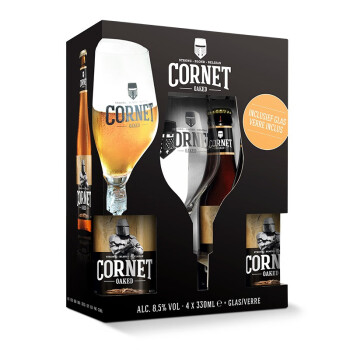 【酒杯礼盒】CORNET比利时进口 橡树风味Swinkels 精酿黄金啤酒 330ml*4瓶 小包装 4瓶Cornet啤酒+1支Cornet酒杯