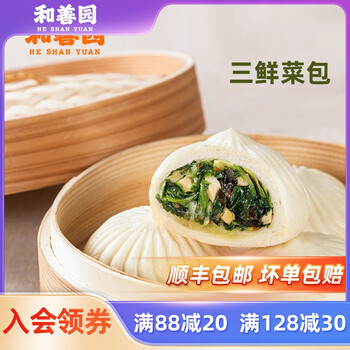 和善园 三鲜菜包 青菜包子非香菇包子家庭早餐面点速冻半成品加热即食 三鲜菜包 480g/6只食品类商品-全利兔-实时优惠快报