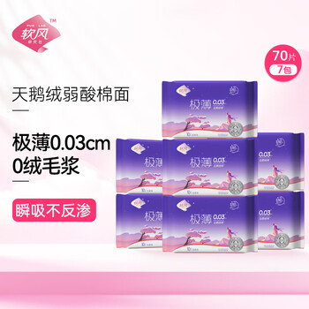 Pur lab 软风研究社 纳可软风研究社卫生巾至柔系列超薄零绒毛浆加长290mm10片*7包 共70片美妆个护类商品-全利兔-实时优惠快报