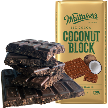 Whittaker's 惠特克 新西兰原装进口巧克力制品喜糖零食送礼糖果休闲零食袋装临期1月 惠特克椰子牛奶巧克力200g全利兔-实时优惠快报