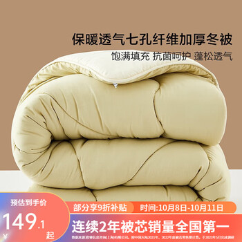 BLISS 百丽丝 被子纤维被七孔抗菌 双人被1.5/1.8米(被芯200*230cm)家具家装类商品-全利兔-实时优惠快报