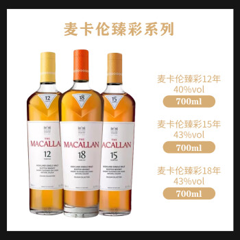 JOHNNIE WALKER麦卡伦臻彩系列威士忌组合 12年+15年+18年