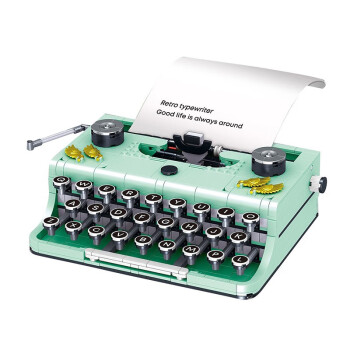 哲高 家庭启赋积木（ZHEGAO）复古系列绿色打字机积木拼装模型儿童玩具男女孩8-14岁生日礼物 01025 绿色打字机-820颗粒