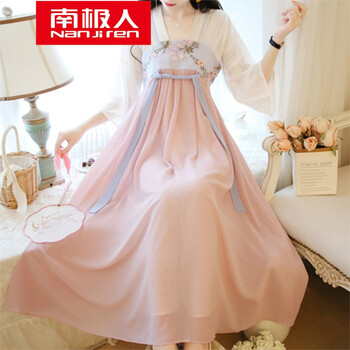 女装现代 改良版刺绣汉服古装日常可穿连衣裙子拍艺术照写真的衣服
