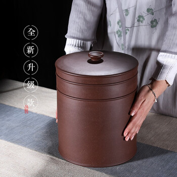 自像堂紫砂茶叶罐大号普洱茶饼罐陶瓷茶叶罐手工茶缸醒茶罐缸七子饼茶