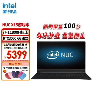 英特尔（Intel） 游戏本NUC X15笔记本电脑RTX3060/3070独显i7满血版大屏轻薄本 RTX3060/准系统（无内存无固态） 165Hz高刷/i7-11800H