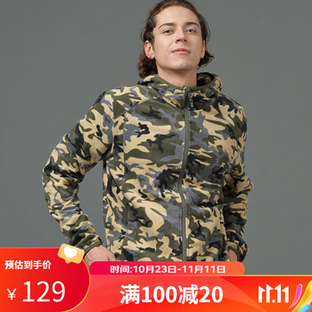 Marmot 土拨鼠 春夏男抓绒衣保暖防风透气开衫外套户外 迷彩白5028 S 欧码偏大全利兔-实时优惠快报