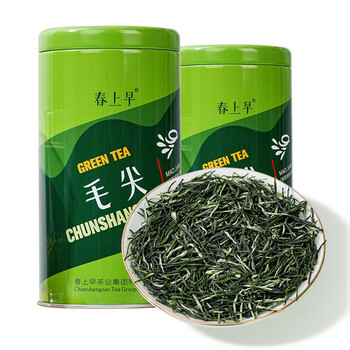 春上早 茶叶特级毛尖 2023新茶明前春茶嫩芽春尖绿茶茗茶罐装 绿罐毛尖 125g * 1罐食品类商品-全利兔-实时优惠快报