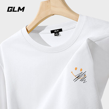 GLM 森马集团品牌纯棉打底衫休闲简约内穿纯色长袖t恤男生秋季大码T恤 纯棉-白#简约笑脸 XL服饰鞋包类商品-全利兔-实时优惠快报