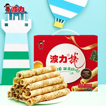 波力波力卷鸡蛋海苔味蛋卷零食饼干早点下午茶小吃七夕节礼盒432克食品类商品-全利兔-实时优惠快报