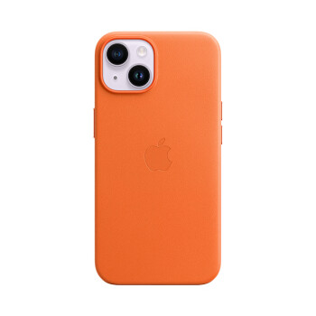 Apple iPhone 14 专用 MagSafe 皮革保护壳 iPhone保护套 手机壳 – 经典橙色