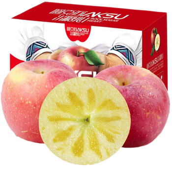 阿克苏 苹果新疆阿克苏冰糖心苹果 带箱10斤 单果80-90mm 净重8.5斤全利兔-实时优惠快报