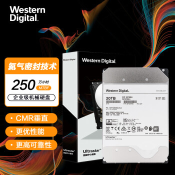 西部数据(Western Digital) 20TB 企业级硬盘  HC560 SATA6Gb/s 7200转512M 氦气密封（WUH722020ALE6L4）