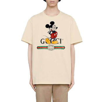 gucci古驰t恤短袖女士女装米奇logo印花短袖t恤短袖米色5658