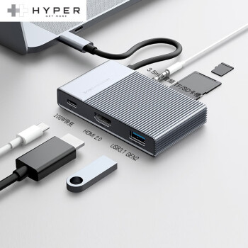 HYPER Drive拓展坞type cMacBookPro转换器HDMI转接转接头usb分线扩展坞 灰色