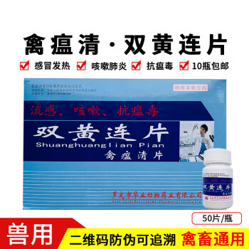 兽药禽药兽用鸡药片双黄连片小鸡抗病毒发烧咳嗽50片呼吸道 一瓶50片