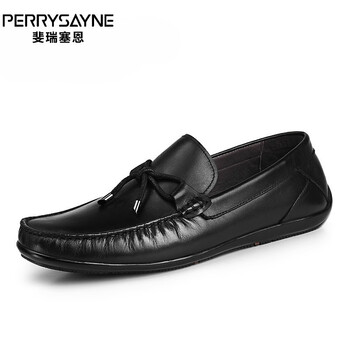 perrysayne品牌休闲豆豆鞋一脚蹬懒人男鞋夏季皮鞋软底乐福鞋驾车男