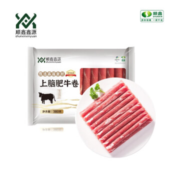 顺鑫 原切 国产上脑原切肥牛肉卷 肉片 冷冻 谷饲牛肉 火锅烧烤肉食材 牛肉卷  冷冻牛肉 上脑肥牛卷380g