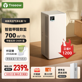 双 11 预售、PLUS 会员：树新风T2空气净化器 家电类商品-全利兔-实时优惠快报